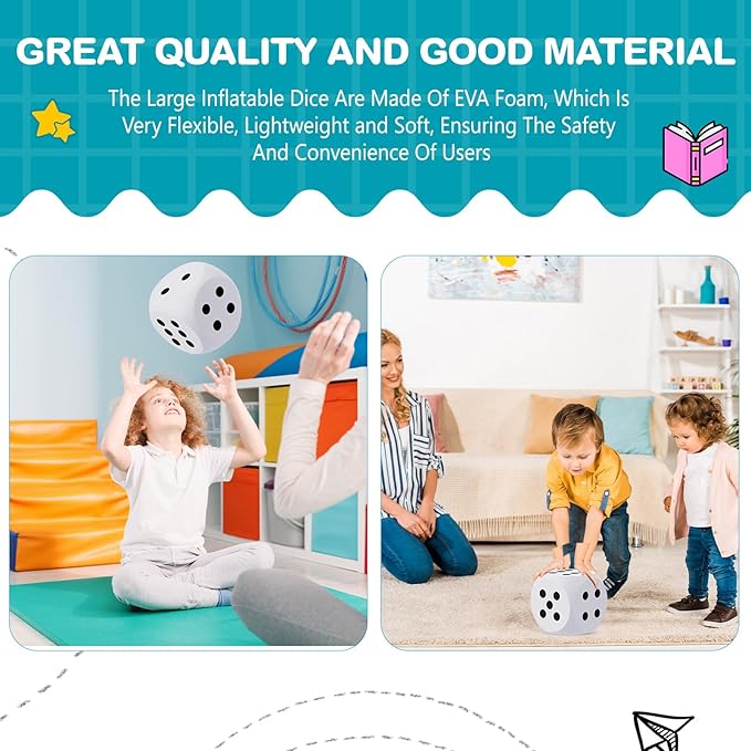 Shappy 6 Inches Foam Dice Fun Filled Large Educational Toy Kawaii Giant Dice Decorative Eva Foam Jumbo Cube Big Square Building Blocks for Game Nights Learning Sessions(White,1 Pc)