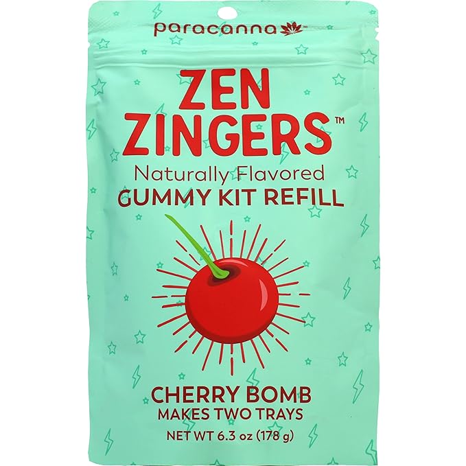 Zen Zingers Gummy Mix - Cherry Flavor - Makes up to 84 Gummy Bear-Sized DIY Infused Gummies at Home - No Decarb Machine Needed - Works with Oil, Tincture, Nano Emulsion, Distillate - 178g