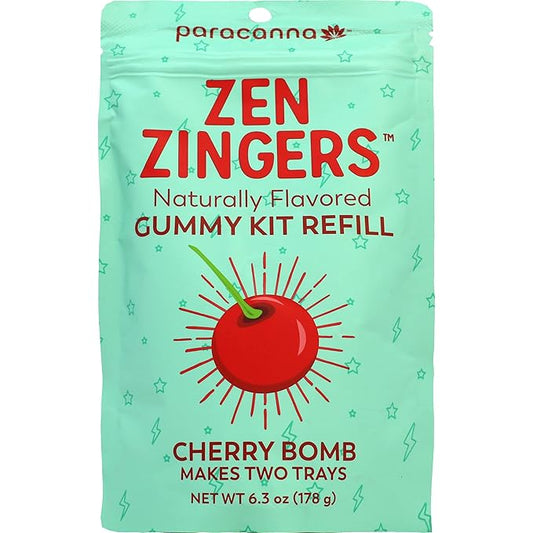 Zen Zingers Gummy Mix - Cherry Flavor - Makes up to 84 Gummy Bear-Sized DIY Infused Gummies at Home - No Decarb Machine Needed - Works with Oil, Tincture, Nano Emulsion, Distillate - 178g