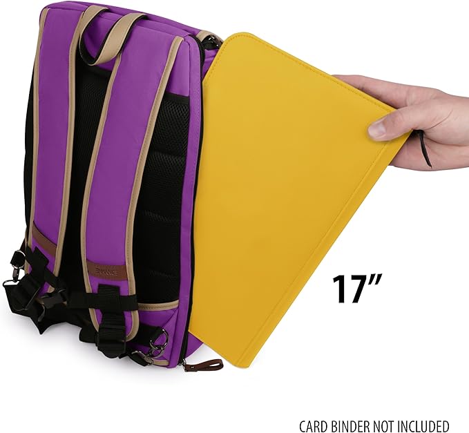 ENHANCE Designer Edition TCG Backpack - MTG Deck Bag Card Binder Space, TCG Deck Box Storage, MTG Playmat Holder - Card Storage Compatible with Magic the Gathering, Pokemon, Lorcana (Canvas Purple)