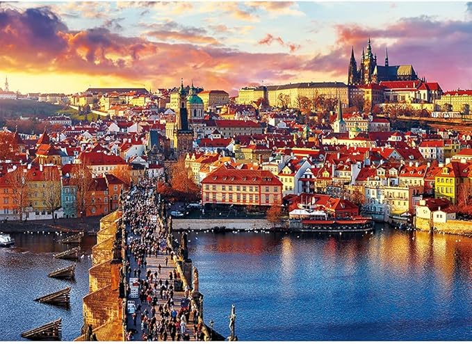 MaxRenard Game 1000 Pieces Jigsaw Puzzle Prague Castle Landscape Toy