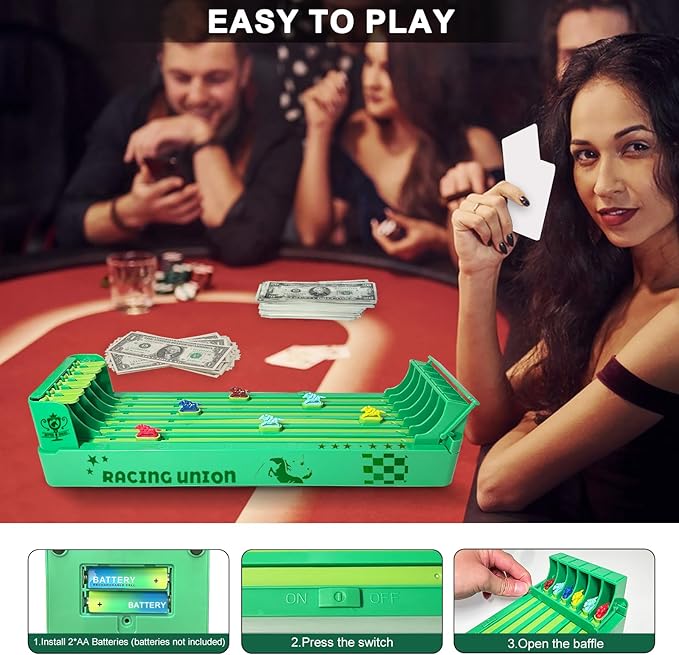 Derby Horse Racing Game Electric, Derby Dash Horse Race Game Electronic, 6-Horse Racing Table Games, Family and Adult Race Board Game Great for Parties