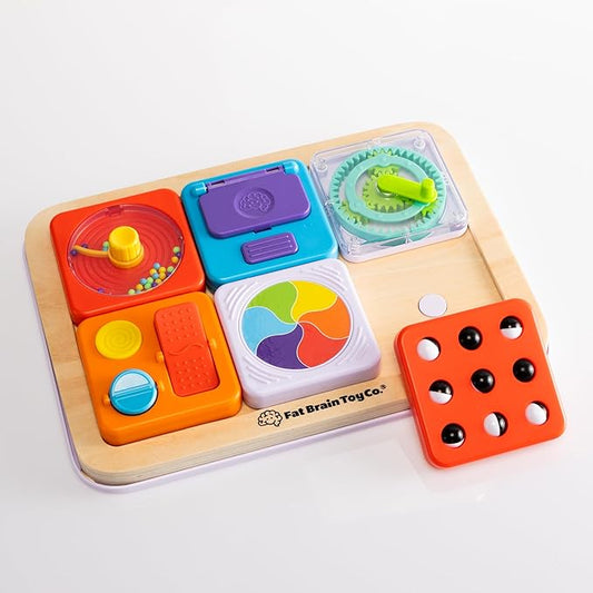 Fat Brain Toys PlayTab Essentials, Modular Sensory Activity Board for Babies and Toddlers Ages 12 Months+