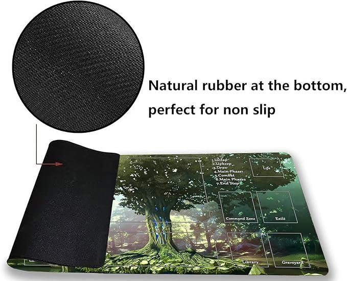 MTG Playmat, Game Play Mat for MTG TCG 24 x 14 inches Trading Card Inked Game Playmats with Storage Bag Smooth Rubber Surface Battle Game (Playmat 4)