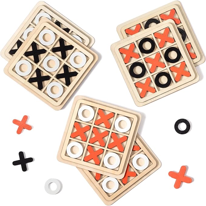 24 Pcs Wooden Tic Tac Toe Game Mini Board Game Xo Chess Board Tic Tac Toe Family Birthday Party Favors Goody Bag Stuffer