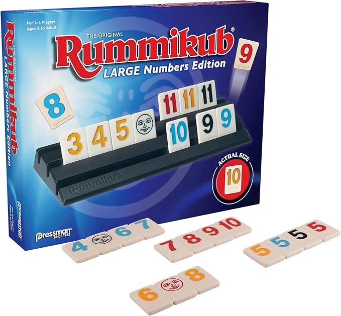 Pressman Rummikub Large Numbers Edition - The Original Rummy Tile Game Blue, 5"