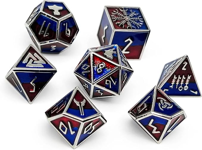 Norse Foundry Fenrir Norse Series: 7-Piece Metal Dice Set for RPG, DND, Pathfinder - Premium Craftsmanship, Stylish Design and Family Fun, for Gamers