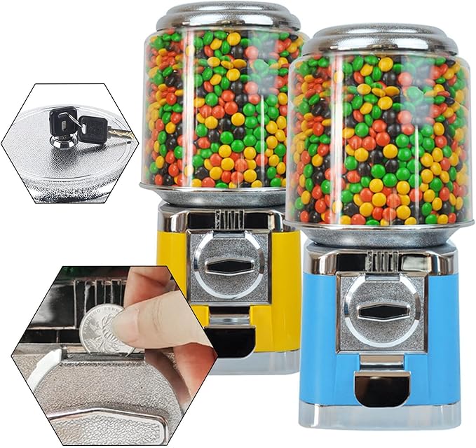 PanDair Gumball Vending Machine Child Toy Candy Machine, Capsules, Bouncy Balls Dispensers US Stock (Yellow)