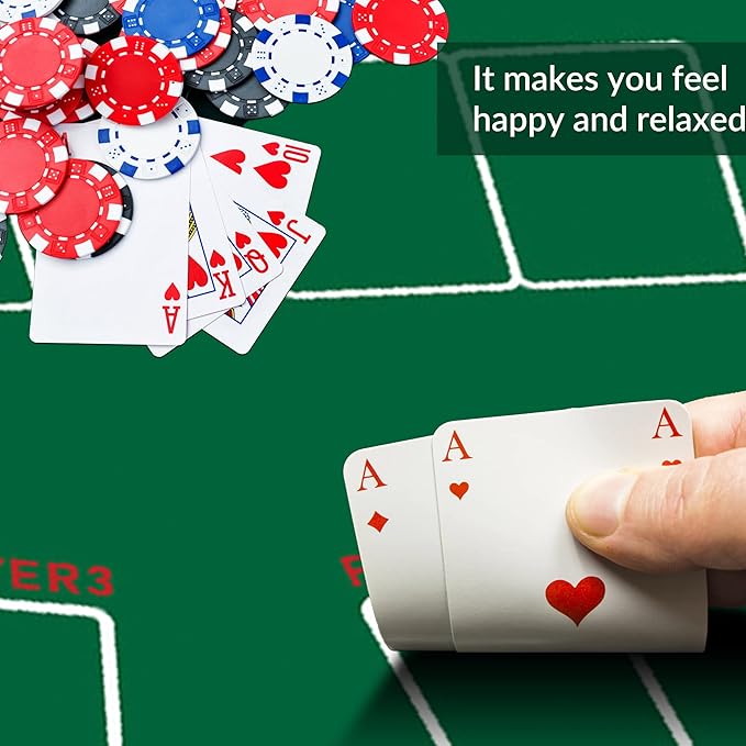 nuveti Poker Mat - 94 x47inch Non-Slip Poker Table Game Mat - Portable Rubber Waterproof Poker mat for Table 8-10 Player Card Game