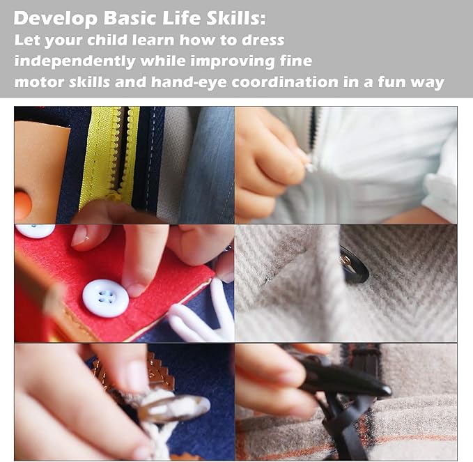 Esjay Toddler Busy Board, Sensory Board for Fine Motor Skill, Montessori Toys Educational Learning Toddler Activities for Travel Car Airplane, Toys Gifts for Boys Girls,Blue Alphabet