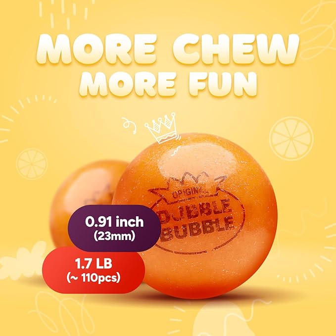 Global Gumball Gumballs for Vending Machine - 0.91 Inch (23mm) Large Dubble Bubble Original Gum Balls for Vending Machine Refill - Kids Chewing Gum - 1.7 LB Bulk Gumballs 110 ct - Bubble Gum Balls