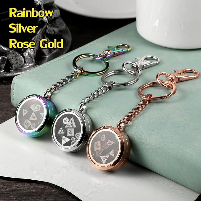 Mini DND Dice,DNDND 6mm Metal Dice Set with Kyechain Silver Stailess Steel Case and Gorgeous Gift Box for Dungeons and Dragon D&D Game (Iron with Silver Case)