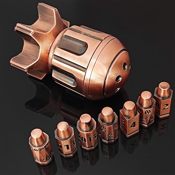 Roulette Dice Spinner for DND Dice Set, 7 Metallic Polyhedral D&D Dice with Gift Case for Dungeons and Dragon Game, RPG Role Playing Table Game Gifts (Copper)