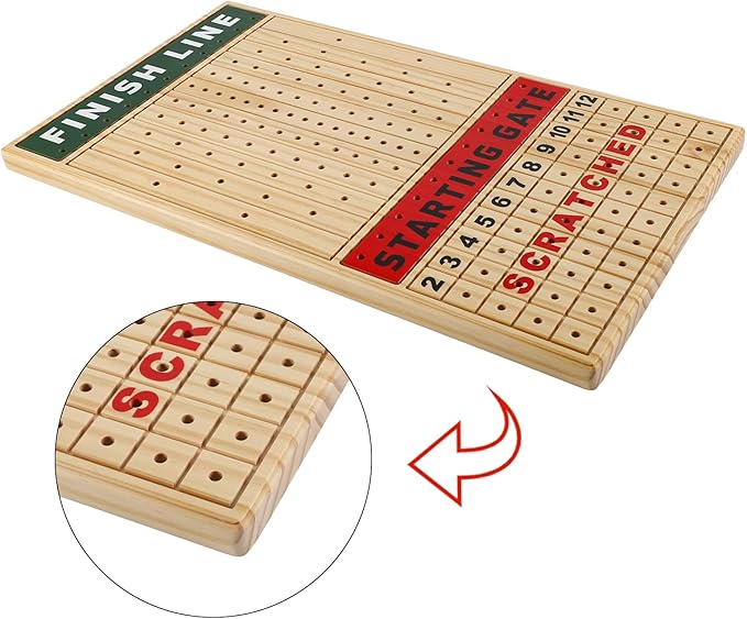 21 inches Horse Race Board Game Racing Game Solid Wood with 11 Luxurious Durable Classic Metal Horses Finish Line Horse Racing Game with 4 Dice and 2 Boxes of Cards