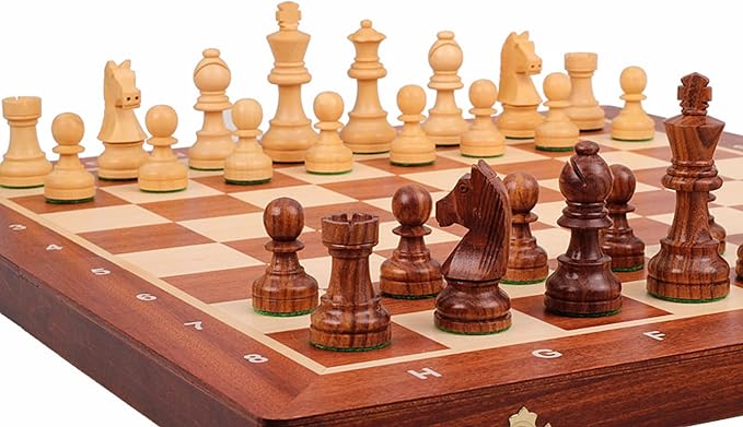 Hastha Kalalu | Tournament Series Staunton Style Chess Pieces Only Chess Set, German Knight Luxury Wooden Chess Set, Hand Carved Weighted Chess Pieces (Rosewood: Boxwood, 3 Inches)