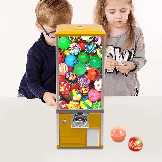 Vending Machine, Candy Vending Machine for Game Stores And Retail Stores, Capsule Vending Machine Commercial Vending Machine for 1.1.06-1.77 In of Capsule Toys or Candies 10.24*10.24*25.2 in (Yellow)