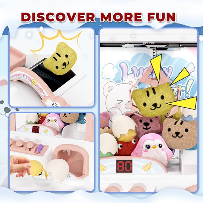 Claw Machine for Kids, Snow Bear Theme Mini Vending Machine for Girls Age 6-8, Candy Grabber Dispenser Toy Machine for Boys, Girl's Birthday Gifts for Age 3+, Fun Toys Perfect for Family, Party