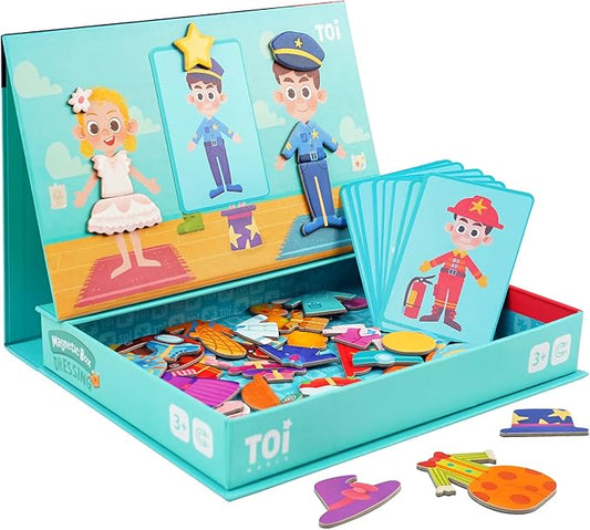 Toi Kids Magnet Toys Magnetic Jigsaw Puzzle Boxes with Game Board for Kids Ages 3-8, Preschool Tabletop Toy for Toddlers, Portable Travel Game, Dressing