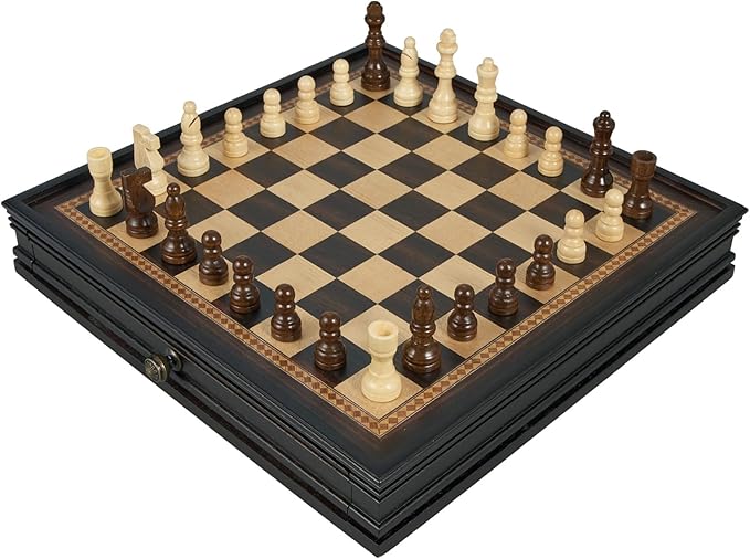 12.5’’ Wooden Chess Set, Magnetic Chess Pieces with 2 Built-in Storage Drawers - Chess Broad Game for Beginner, Kids, Adults - 2 Bonus Extra Queens