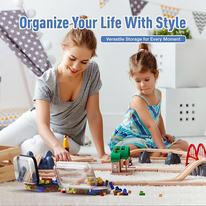 4 Pcs Storage Bins Clear Hard Shell Zipper Case Multi-Purpose Transparent Storage for Home & Office | Durable & Stylish Clear Case with Colorful Label Stickers