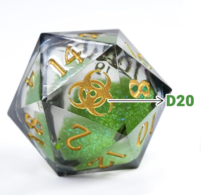 DND Dice Set - Handcrafted Liquid Core Sharp Edge 7-Die Resin Dice with Colorful Quicksand Effect,for DND, RPG, MTG, Tabletop Games(PLRGUE EUXRR)