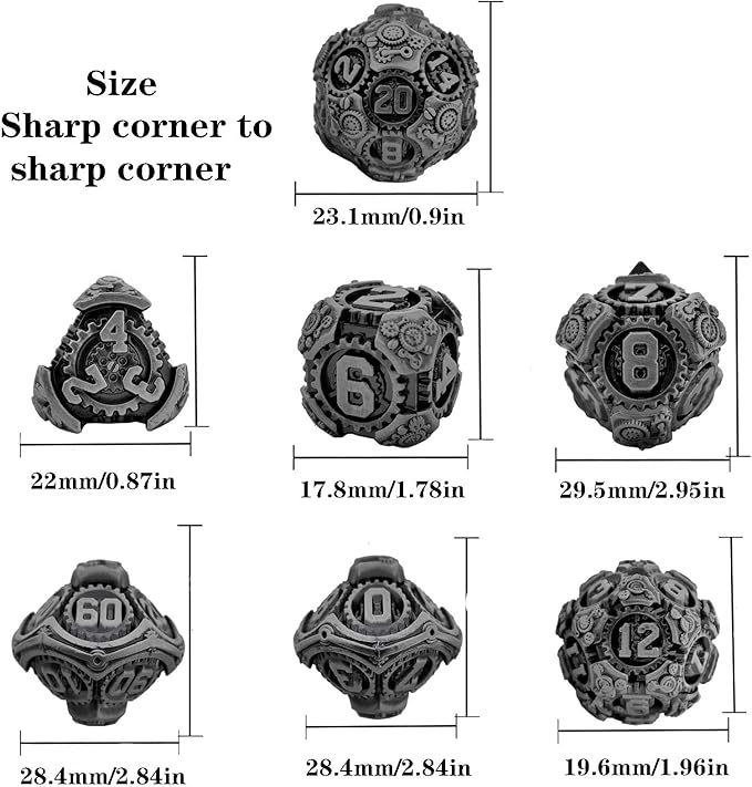 Geakeeper Construct D&D Dice, Metal DND Dice Set, 7Pcs Polyhedral Dragon Metallic D&D Dice with Gift Case for Dungeons and Dragon Game, RPG Role Playing Table Game Gifts (Gradient Green)