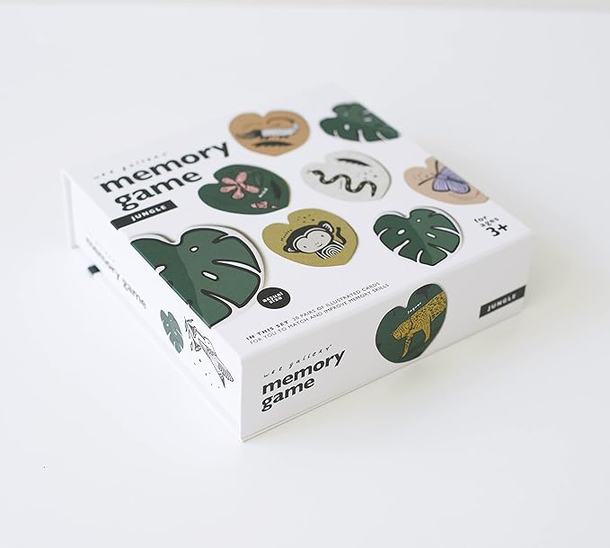 Wee Gallery Memory Game - Jungle Animals and Plants - Brain Building Matching Activity - Animal Recognition, Motor Skills, Creative Play, and Problem Solving for Children