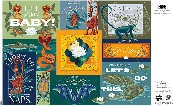 Buffalo Games - Warner Bros - White Lotus Collage - 500 Piece Jigsaw Puzzle for Adults - Challenging Puzzle Perfect for Game Nights - Finished Size is 21.25 x 15.00