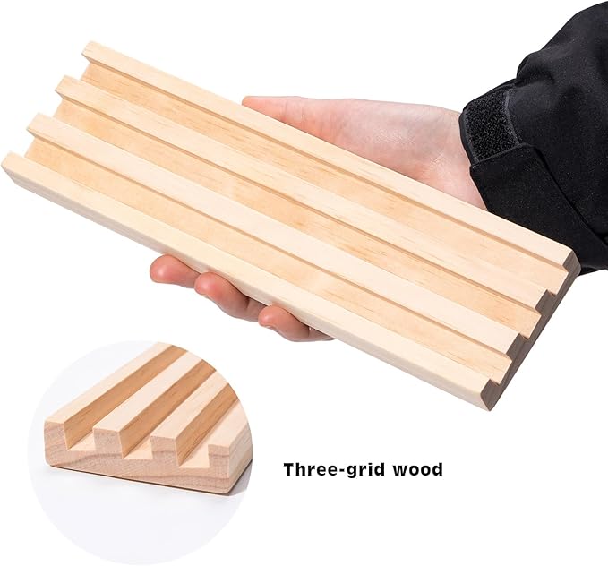 Wooden Domino Holders for Classic Games, Set of 6 Domino Racks for Family Tile Games, Mexican Train Accessories Domino Trays