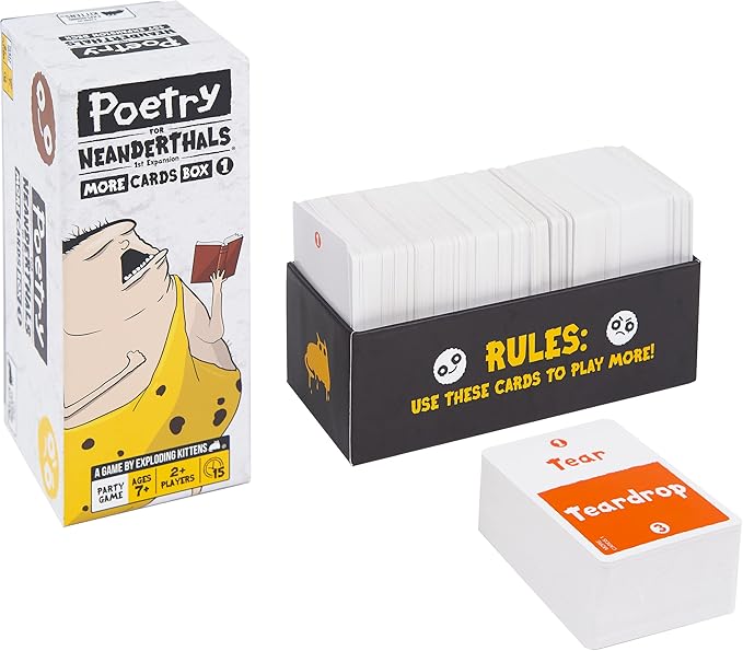 Exploding Kittens Presents Poetry for Neanderthals Expansion Pack - 500 Double Sided Cards - More Cards with 2000 New Words - Word Guessing Card Games for Family Game Night - Ages 7 and Up
