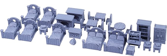 3DEGOS Tavern Furniture Set Set DND Terrain 28mm for Dungeons and Dragons, D&D, Pathfinder, Warhammer 40k, RPG, Miniatures, Age of Sigmar, Tabletop, D and D, Dungeons and Dragons Gifts