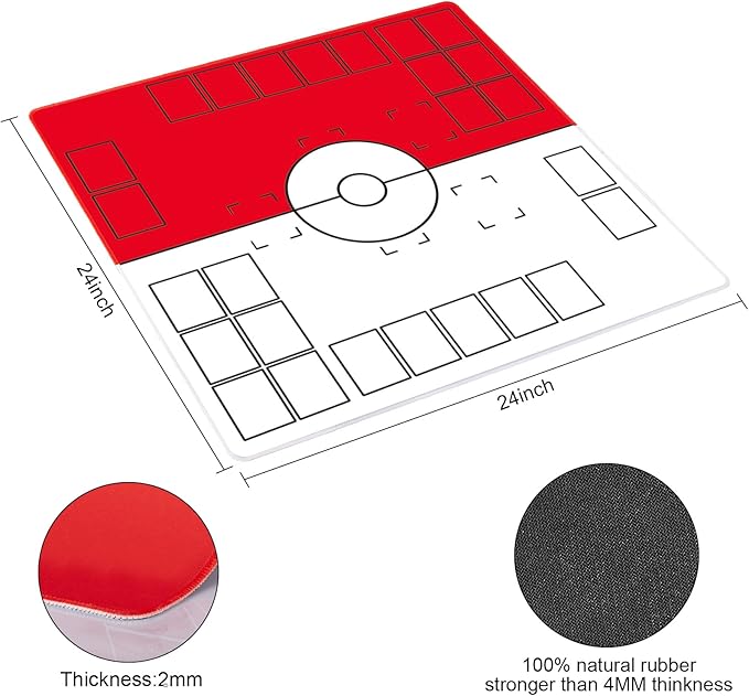 2 Player Compatible Playmats for Cards - 2 Player Battle Mat Stadium Board for TCG Play Mat Board Game- Playmat for Trainers (Red)