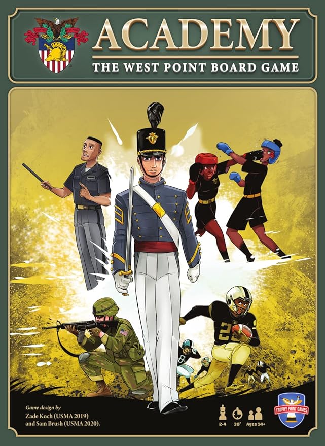 Academy: The West Point Board Game | Officially Licensed Family Board Game | Ages 14+ | for 2 to 4 Players | Average Playtime 60 Minutes | Made by Trophy Point Games