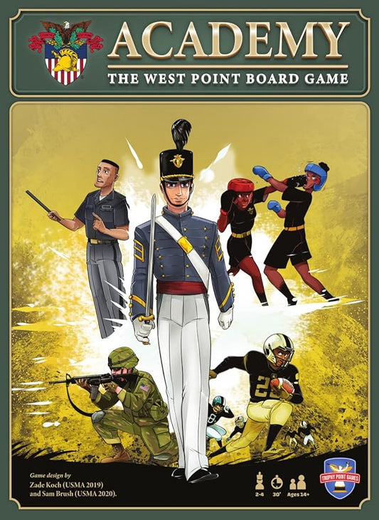 Academy: The West Point Board Game | Officially Licensed Family Board Game | Ages 14+ | for 2 to 4 Players | Average Playtime 60 Minutes | Made by Trophy Point Games