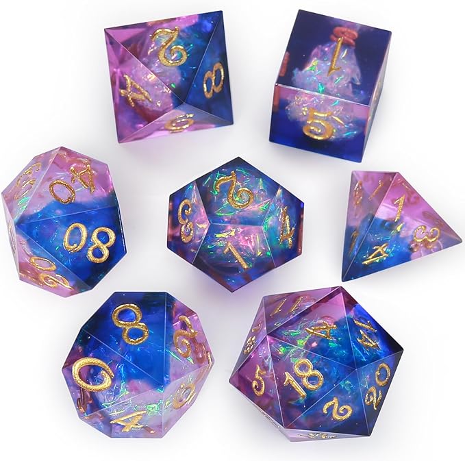 OriCraft Pink Magic Dice DND Set Dungeons and Dragons Polyhedral Role Playing Gaming Dices Crystal D20 Magical World Energy Stone Halloween Dices Sharp Corners