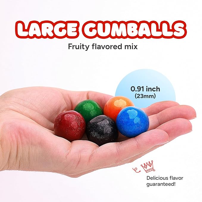 Global Gumball Gumballs for Vending Machine - 0.91 Inch (23mm) Large Dubble Bubble Original Gum Balls for Vending Machine Refill - Kids Chewing Gum - 1.7 LB Bulk Gumballs 110 ct - Bubble Gum Balls