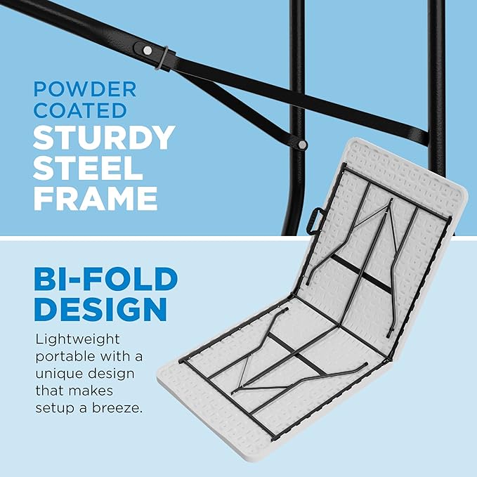 Sorfey Folding Table 6-Foot X 30 inch, White Plastic