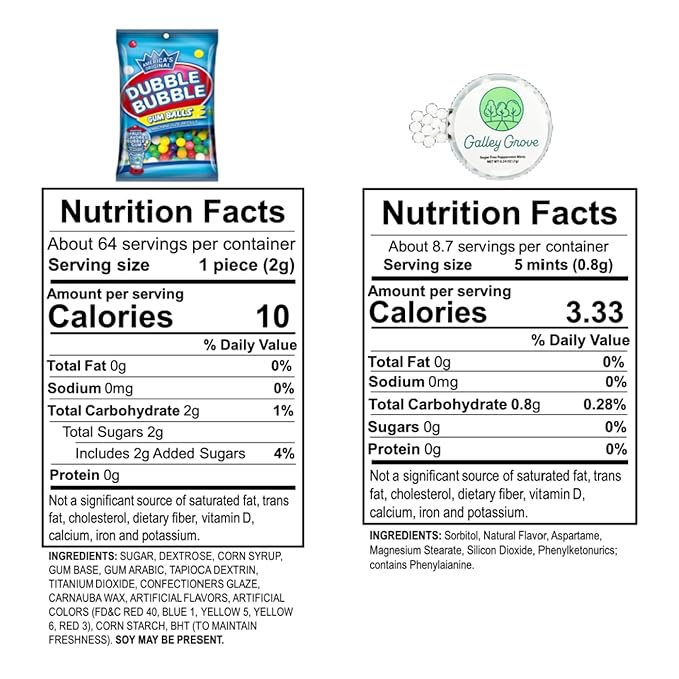 Dubble Bubble Mini Gumball Machine Refills 4.4 oz Bag (2-Pack), 1/2 inch 13mm Assorted Fruit Flavor Bubble Gum, Bundle With Galley Grove Sugar-Free Breath Mints