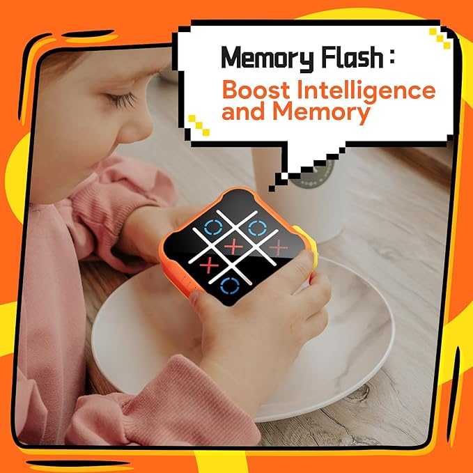 Electronic Tic Tac Toe Game, 3-in-1 Handheld Puzzle Game Console, Portable Educational Board Games on Trip, New Year Birthday for Kids and Adults