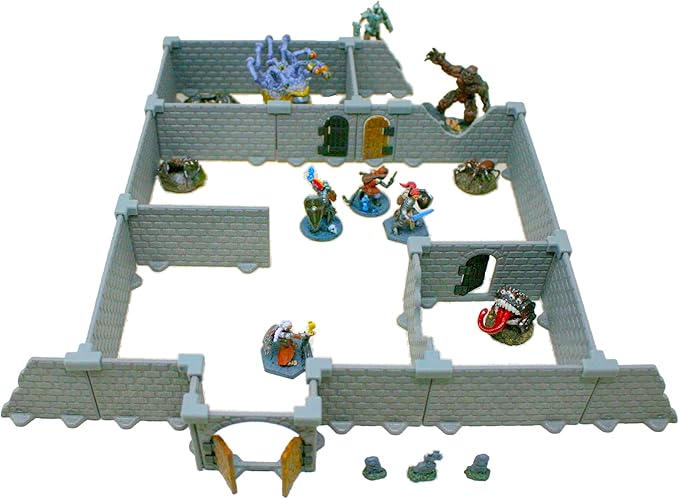 Squire Dungeon Set - Mini Dungeon Castle Cavern DND Terrain for TableTop RPGs, Dungeons & Dragons, Pathfinder, War Gaming, and More! by DCD (51+pcs, 1.4sqft, 8rooms)