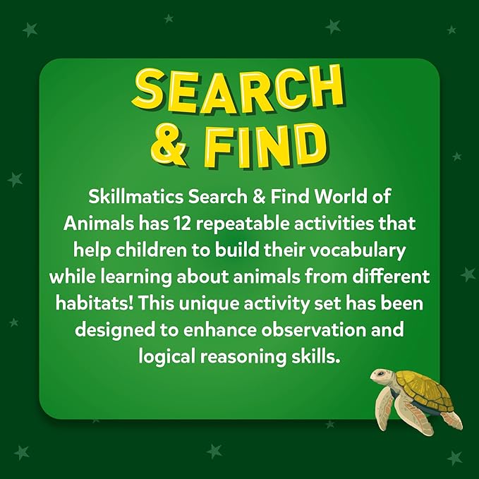 Skillmatics Search and Find Animals Educational Game - Reusable Preschool Learning Activities, Perfect for Toddlers & Kids Who Love Toys, Art & Crafts, Builds Vocabulary, Gifts for Ages 3, 4, 5, 6