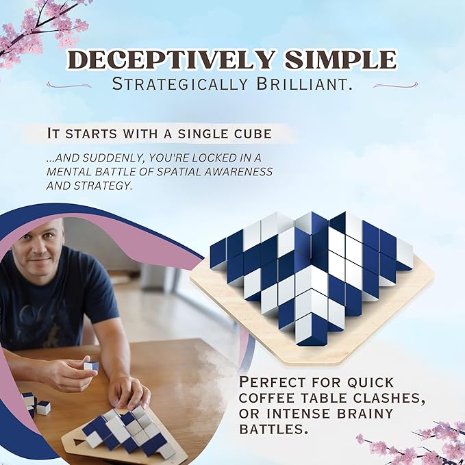 yamma 4-in-a-Row Game with Wooden Spinning Board, 3D Visual Strategy Experience for Ages 12+, a Quick and Clever Challenge Ideal for Families, Teens, and Casual Players