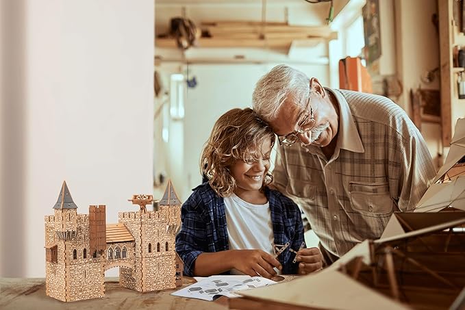 I BUILT IT Rook P Castle Tower - 3D Wooden Puzzle - DIY 28mm Scale Model Building Kit - Educational Toy - Creative Gift - Tabletop Miniature Terrain Kit