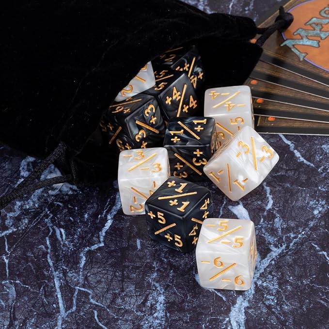 48 Pieces Abilities Keywords Counter Dice Plus One MTG Dice Counters Creature Stats Buff Tokens Dice Set for Magic The Gathering, MTG, TCG, Card Games Accessories