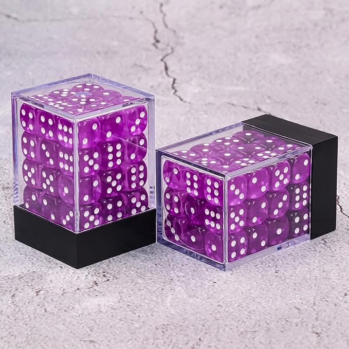36 Pieces 12mm 6 Sided Mini Dice Set,Translucent Colors D6 Game Dice Set,6 Sided Standard Game Dice for Board Games Dice Games Classroom Teaching Dices Game, with Portable Gaming Box(Purple)