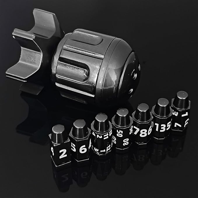 Roulette Dice Spinner for DND Dice Set, 7 Metallic Polyhedral D&D Dice with Gift Case for Dungeons and Dragon Game, RPG Role Playing Table Game Gifts (Black)