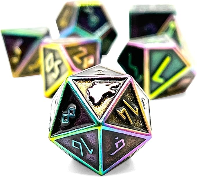Set of 7 Draugr Norse Series Full Metal Polyhedral Dice by Norse Foundry | RPG Math Games DND Pathfinder