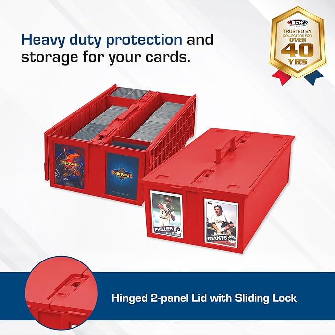 BCW Collectible Card Bin – (Single, Red) | Holds up to 1600 Cards | Plastic Storage Box for Pokémon, MTG & Sports Cards