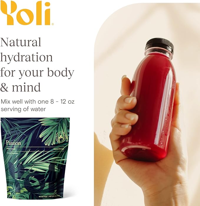 Yoli® Passion Energy Drink Powder Mix - Natural Energy Drink Mix for Endurance and Stamina, Bulk 90 Servings - Pina Colada Flavor