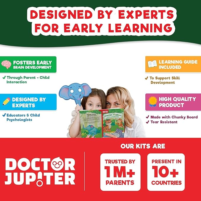 Doctor Jupiter Storytelling Set For Toddlers | Gift For 1-3 Year Old Boys & Girls | Includes 3 Board Books & 10 Animal Masks |Great for Christmas or Birthdays|Learning & Educational Toy For Ages 1-2-3
